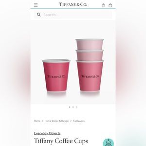 Tiffany Bone China Coffee Cups in Reddish Pink - set of 2